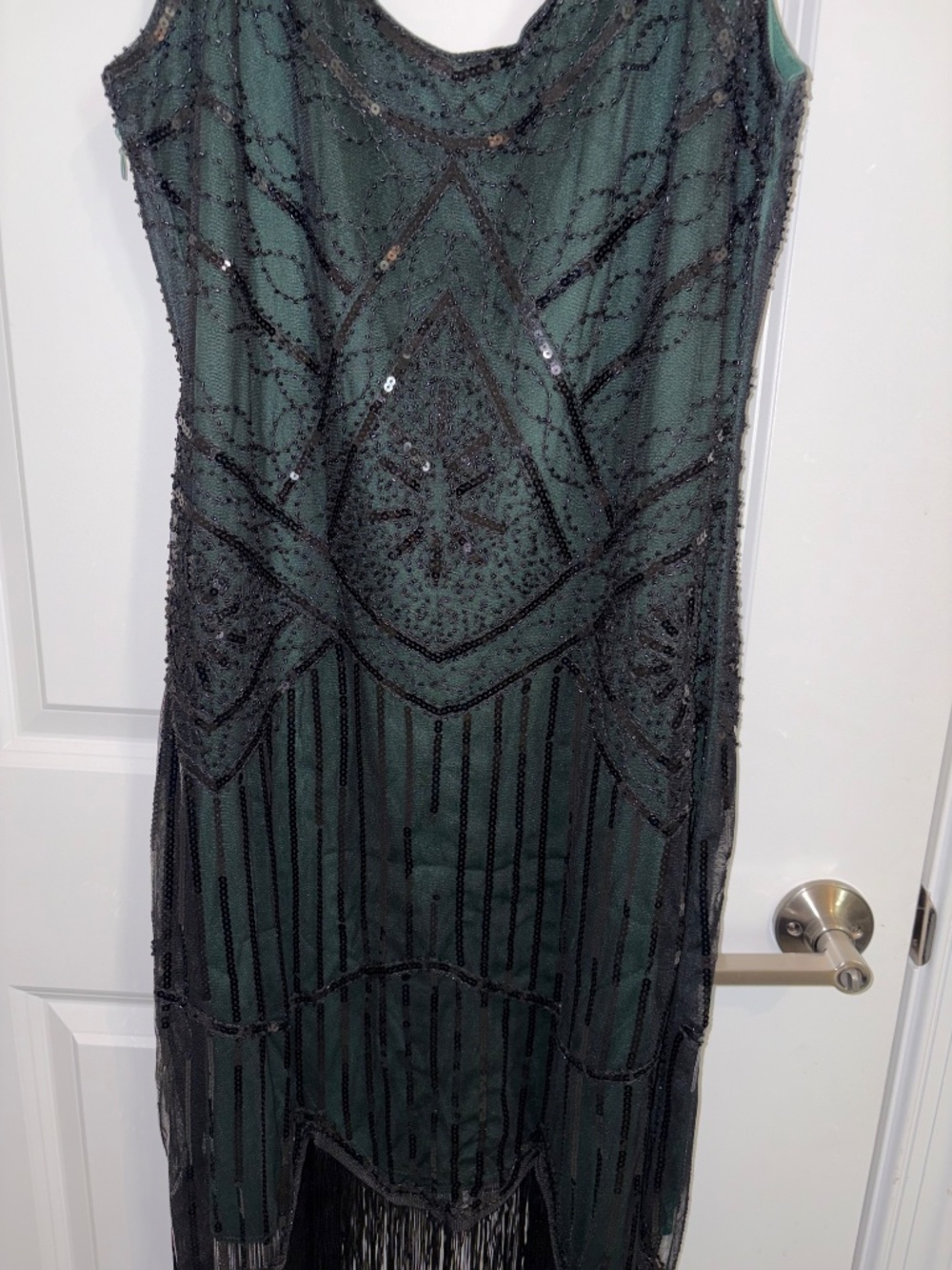 Women's 1920s Flapper Dress Peacock Boy's Charleston Gatsby Sequin Tassel Hem XL - Picture 9 of 14